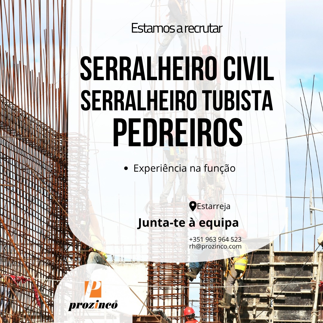 Serralheiro | Tubista | Pedreiros